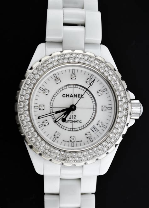 chanel j12 diamants|Chanel j12 diamond bezel.